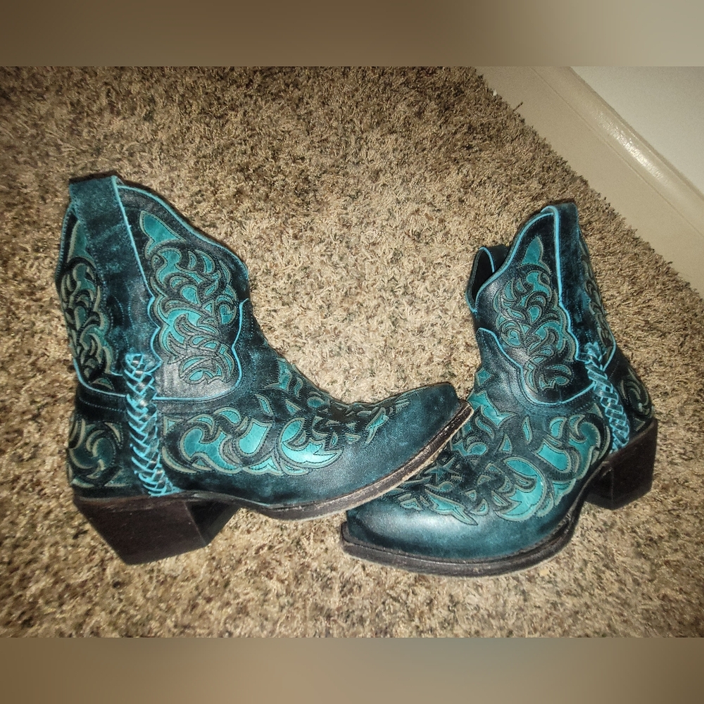 BLACK STAR All Leather TERLINGUA WESTERN BOOTIES Boots Size 7.5 - Picture 4 of 7